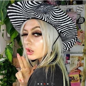 Trippy zebra velour cowboy hat #6